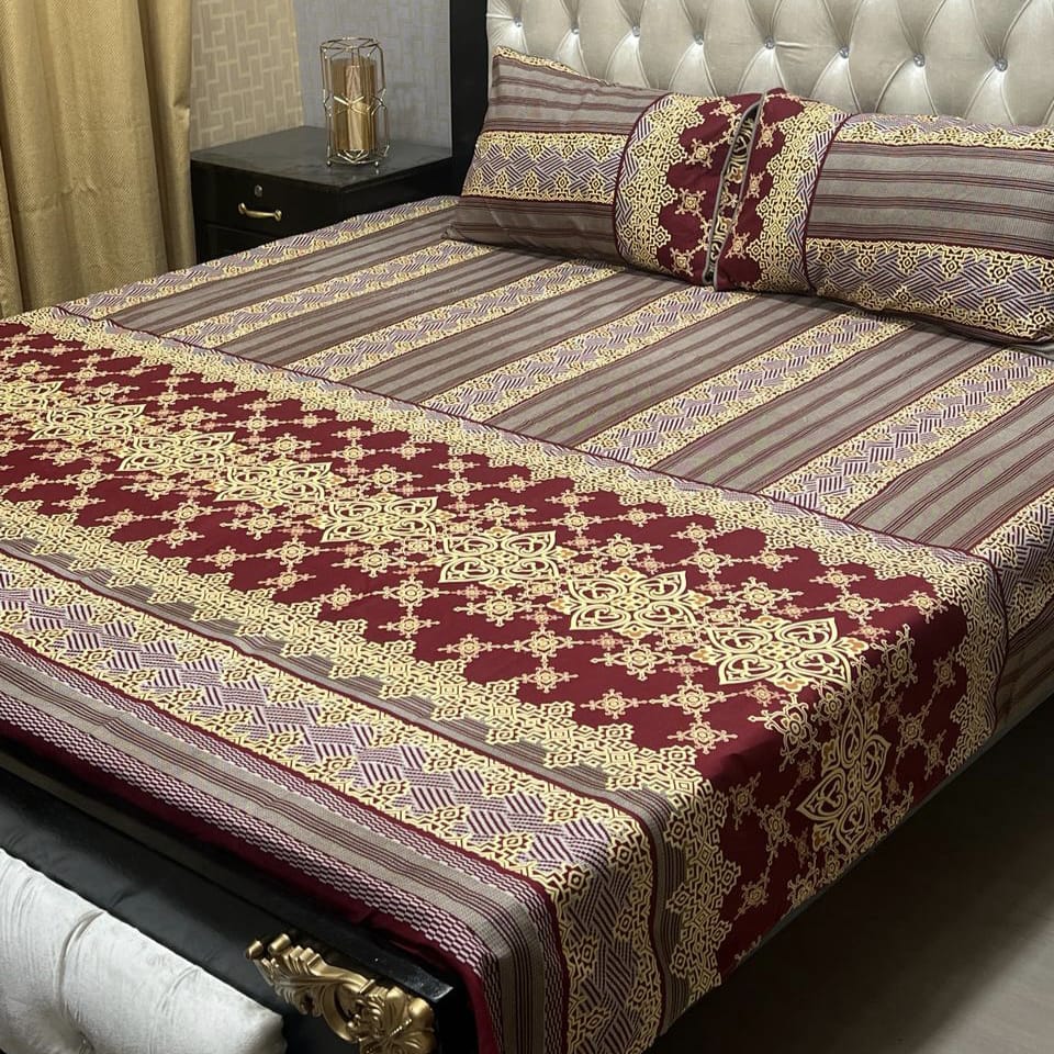 Yaras Cotton Sattan 3pc Bedsheet King size