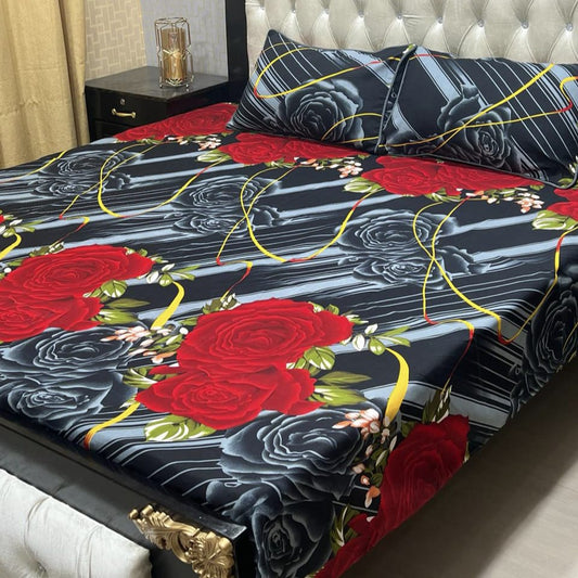 Ornate  Cotton Sattan 3pc Bedsheet King size