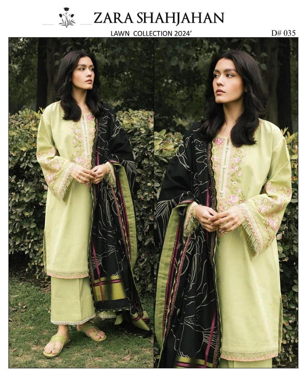 ZARA SHAJAHAN EMBROIDERED LAWN 3PC D-035