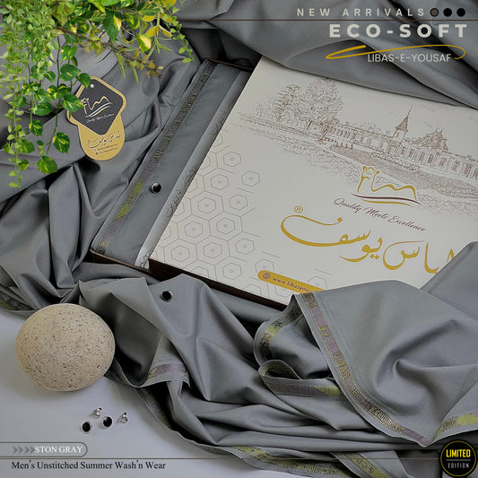 " ECO-SOFT " Summer wash & wear suit by  Libas-e-Yousaf. D-Ston gry