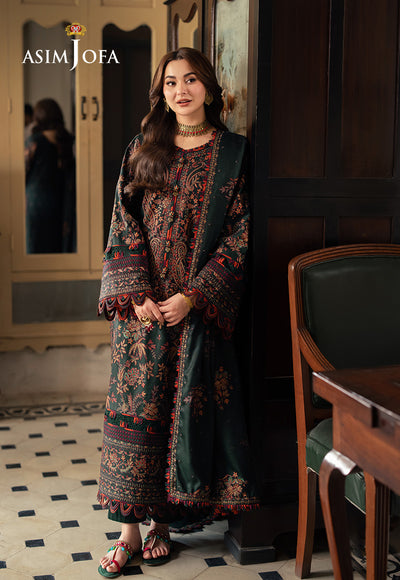 ASIM JOFA -3PC DHANAK EMBROIDERED UNSTICHED SUIT