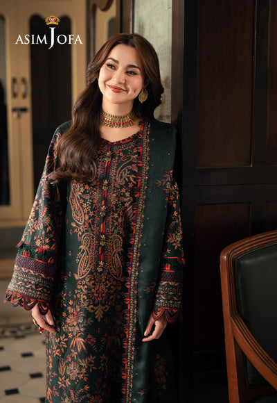 ASIM JOFA -3PC DHANAK EMBROIDERED UNSTICHED SUIT