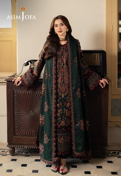 ASIM JOFA -3PC DHANAK EMBROIDERED UNSTICHED SUIT