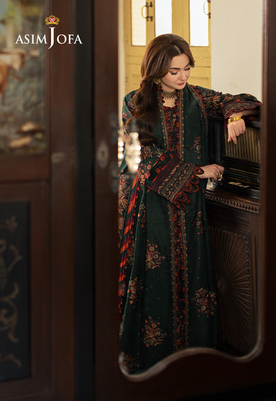 ASIM JOFA -3PC DHANAK EMBROIDERED UNSTICHED SUIT