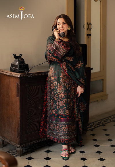 ASIM JOFA -3PC DHANAK EMBROIDERED UNSTICHED SUIT