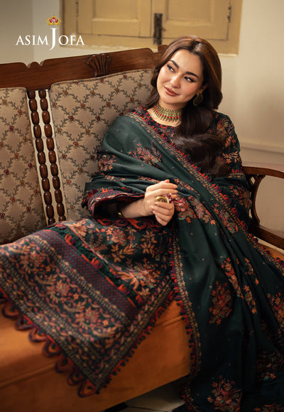 ASIM JOFA -3PC DHANAK EMBROIDERED UNSTICHED SUIT