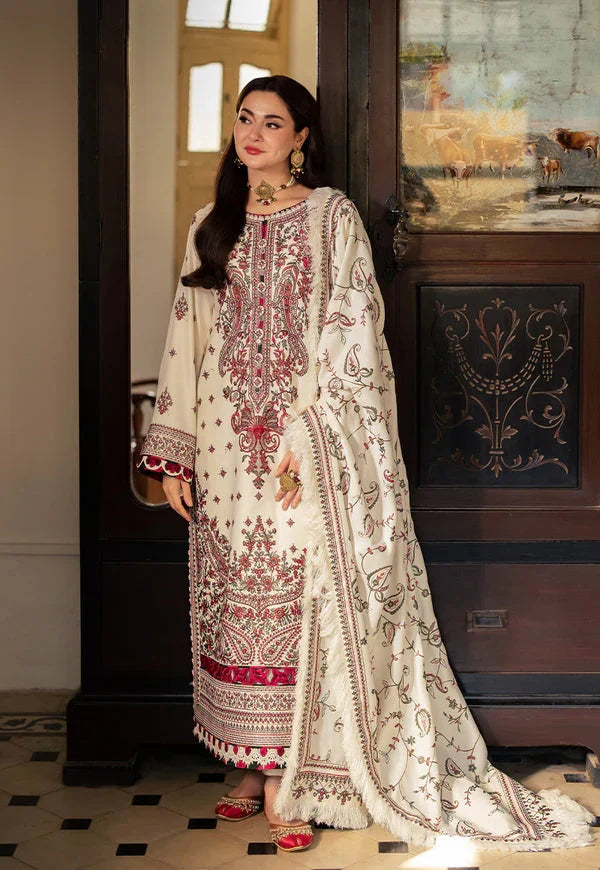Asim Jofa - Winter 3PC Dhanak Embroidered Suit With Embroidered Shawl