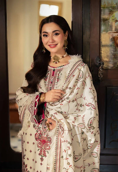 Asim Jofa - Winter 3PC Dhanak Embroidered Suit With Embroidered Shawl