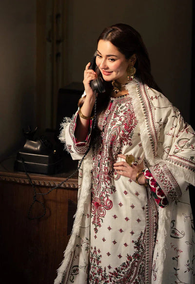 Asim Jofa - Winter 3PC Dhanak Embroidered Suit With Embroidered Shawl