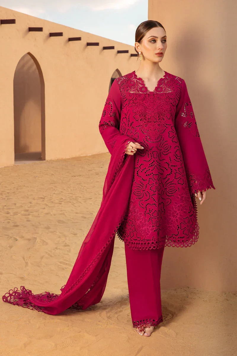 RANG RASIYA - 3PC LAWN CHICKENKARI EMBROIDERED SHIRT WITH EMBROIDERED  DUPATTA
