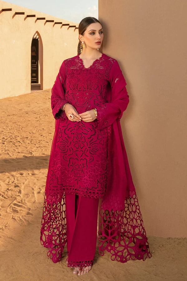 RANG RASIYA - 3PC LAWN CHICKENKARI EMBROIDERED SHIRT WITH EMBROIDERED  DUPATTA
