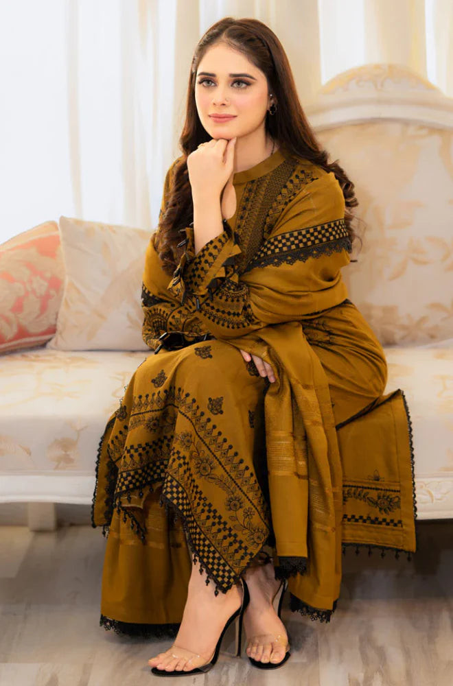 Urge - 3PC Dhannak Embroidered Suit