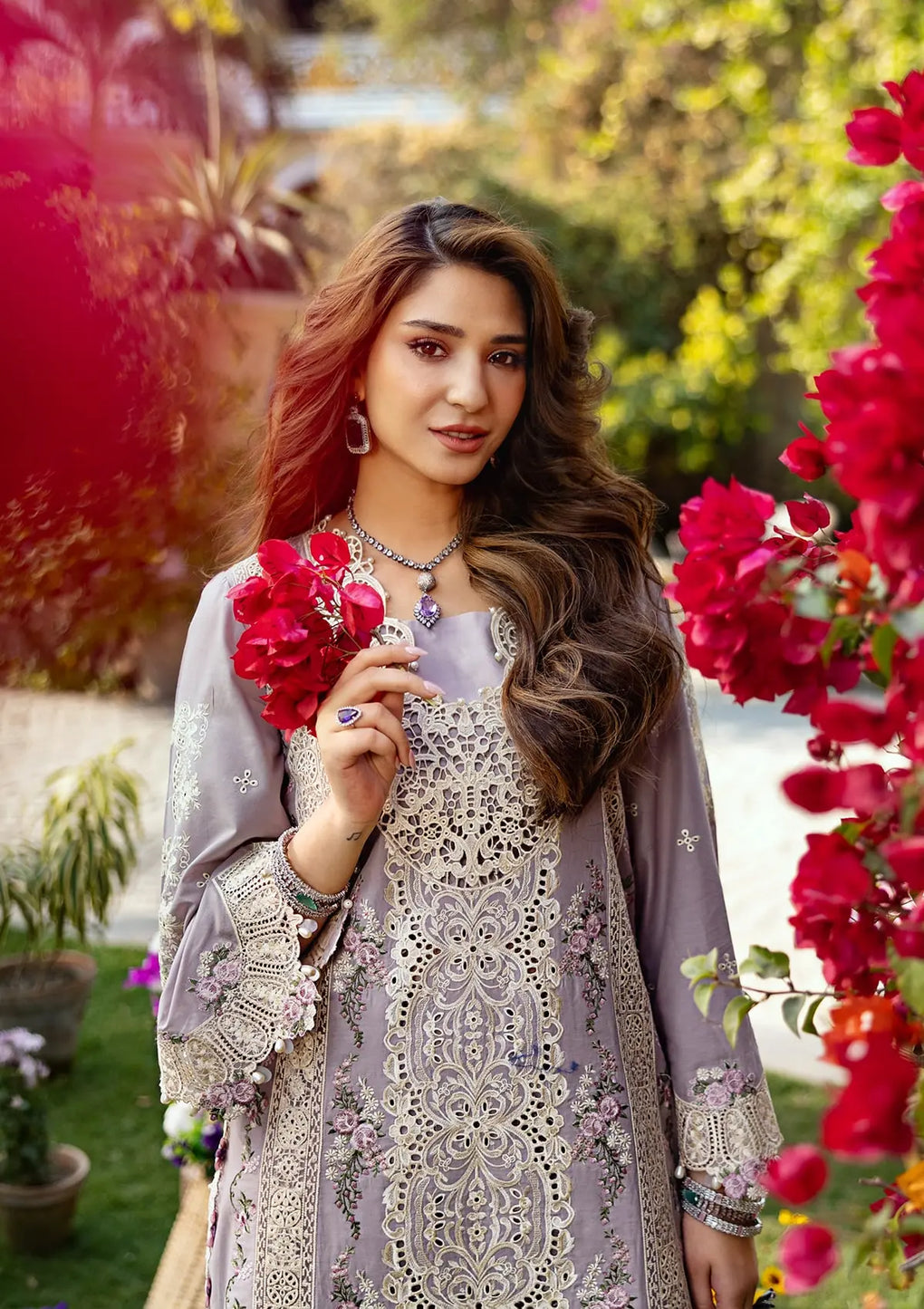 RAHA BY ELAF | LUXURY CHICKENKARI DHANK EMBROIDERED WORK | UNSTITCHED 3-PIECE SUIT ELM-1A