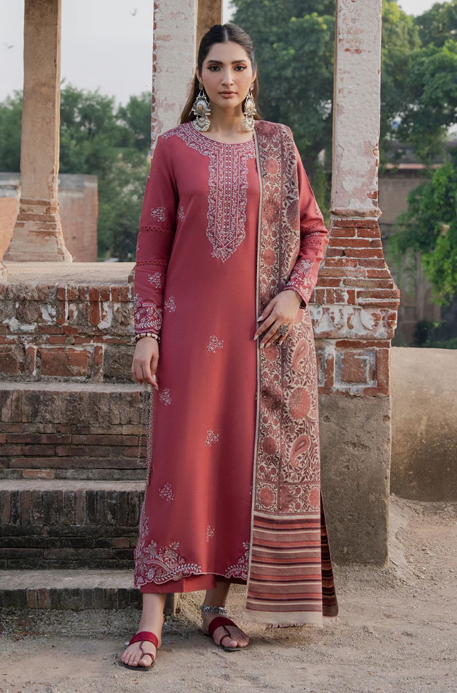 IZEL - Winter 3PC Unstitched  Dhanak Embroidered With Printed Shawl