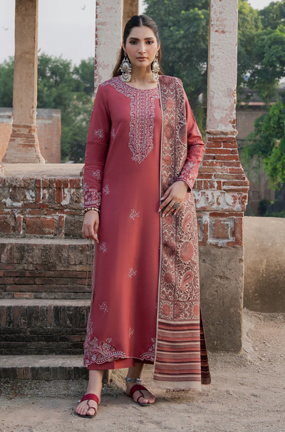 IZEL - Winter 3PC Unstitched  Dhanak Embroidered With Printed Shawl