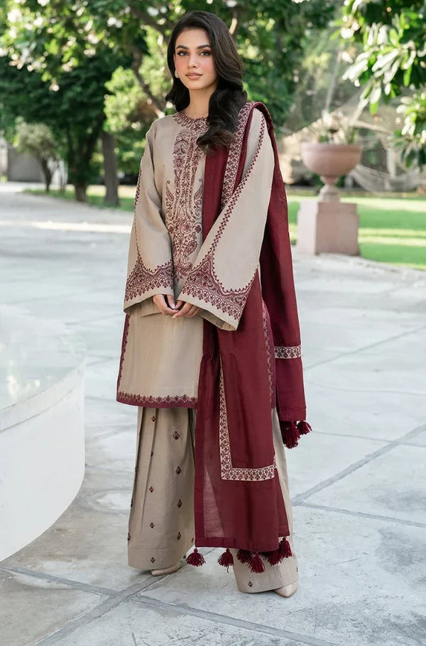 Baroque - 3PC Lawn Embroidered Suit With  Printed Dupatta LL-999