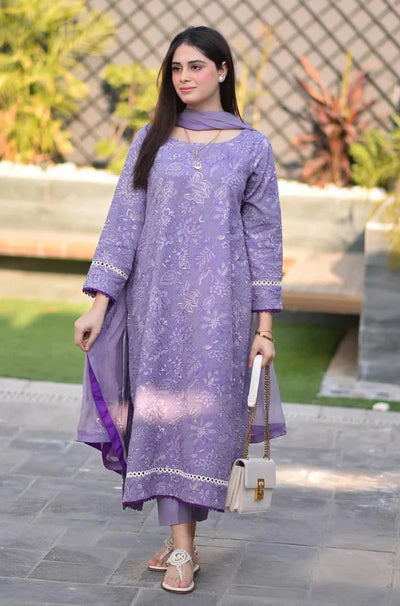 Breezze- Winter 3PC Dhannak Embroidered Suit