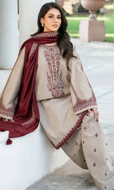 Baroque - 3PC Lawn Embroidered Suit With  Printed Dupatta LL-999