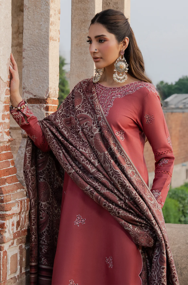 IZEL - Winter 3PC Unstitched  Dhanak Embroidered With Printed Shawl