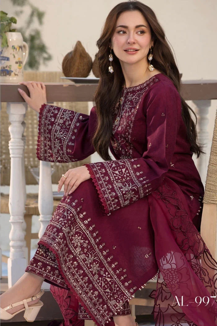 Allys - 3PC Lawn Embroidered Suit Unstitched