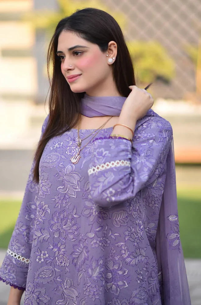 Breezze- Winter 3PC Dhannak Embroidered Suit