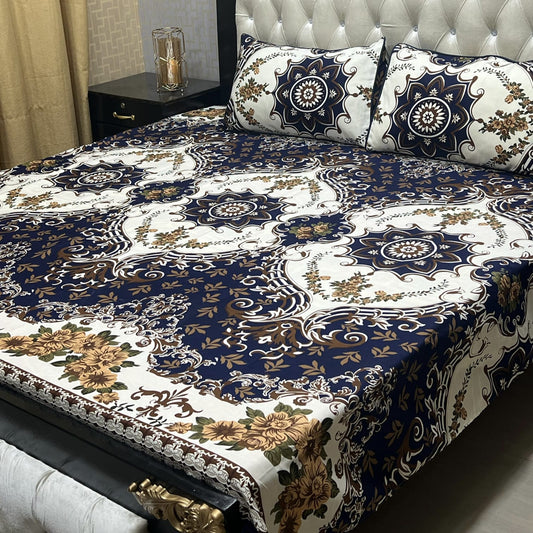 Parian Cotton Sattan 3pc Bedsheet King size