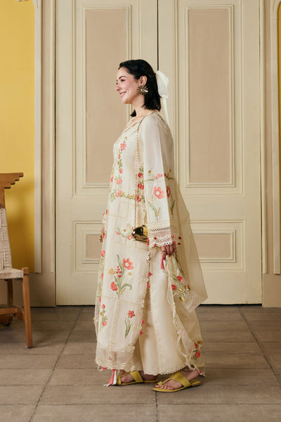 3 Piece - Unstitched Dhanak Stuff Full Embroidered Suit With Full Embroidered Shawl With Extra Patches