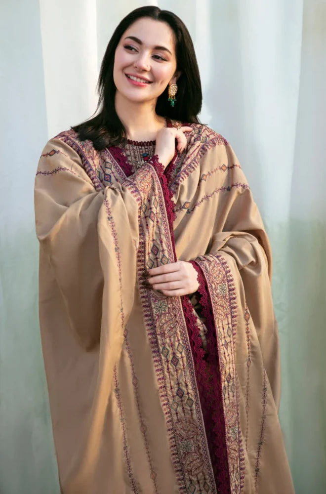 Zara Shahjahan - Winter 3PC Dhanak Embroidered Suit