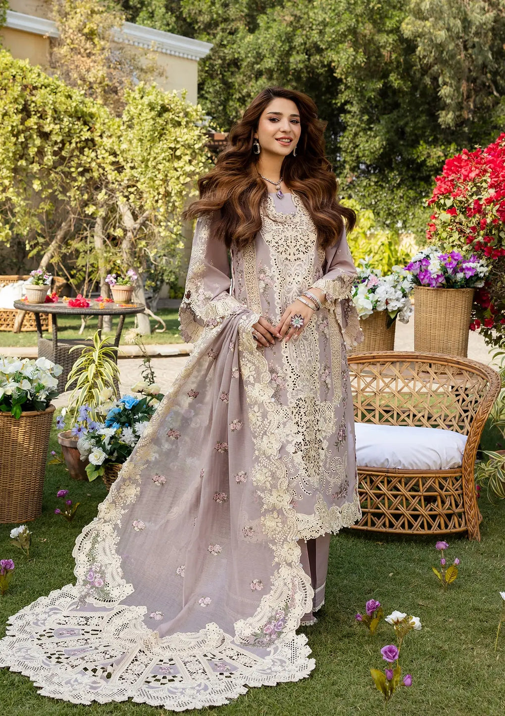 RAHA BY ELAF | LUXURY CHICKENKARI DHANK EMBROIDERED WORK | UNSTITCHED 3-PIECE SUIT ELM-1A