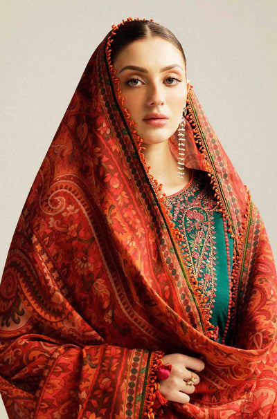 Hussain Rehar - Winter 3PC Dhannak Embroidered Suit