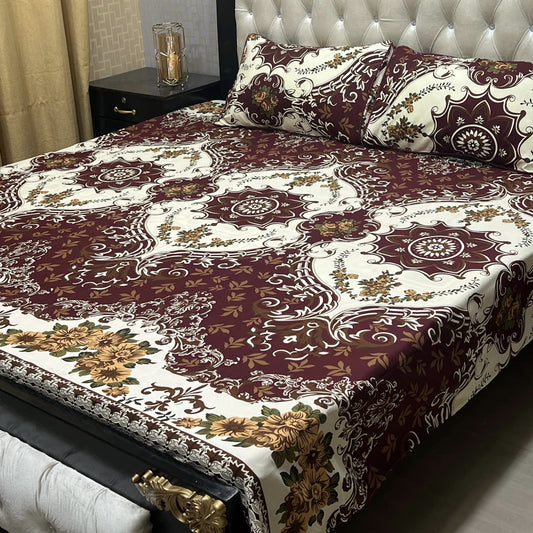 Puran Cotton Sattan 3pc Bedsheet King size