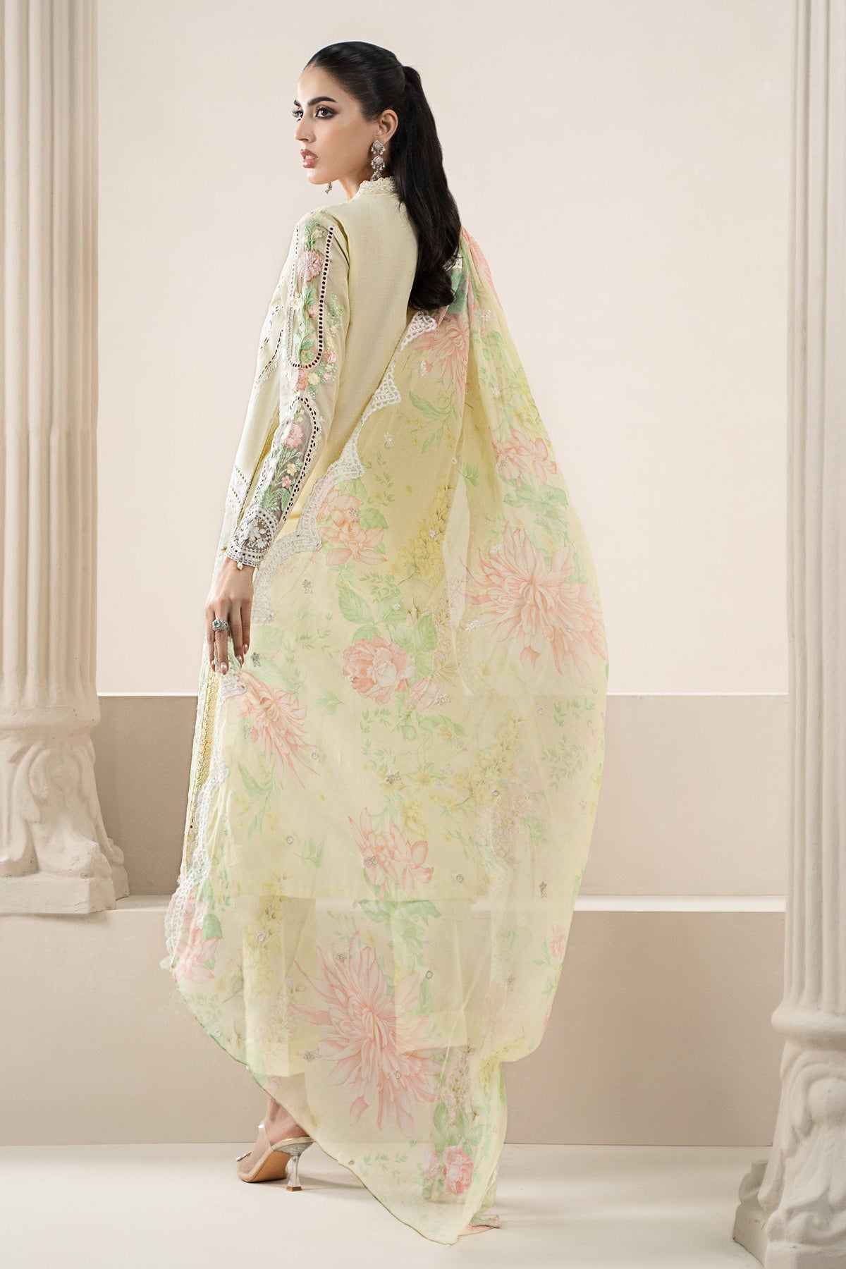 Maria B 3Piece Embroidered Dhank Suit | ELS-25-04