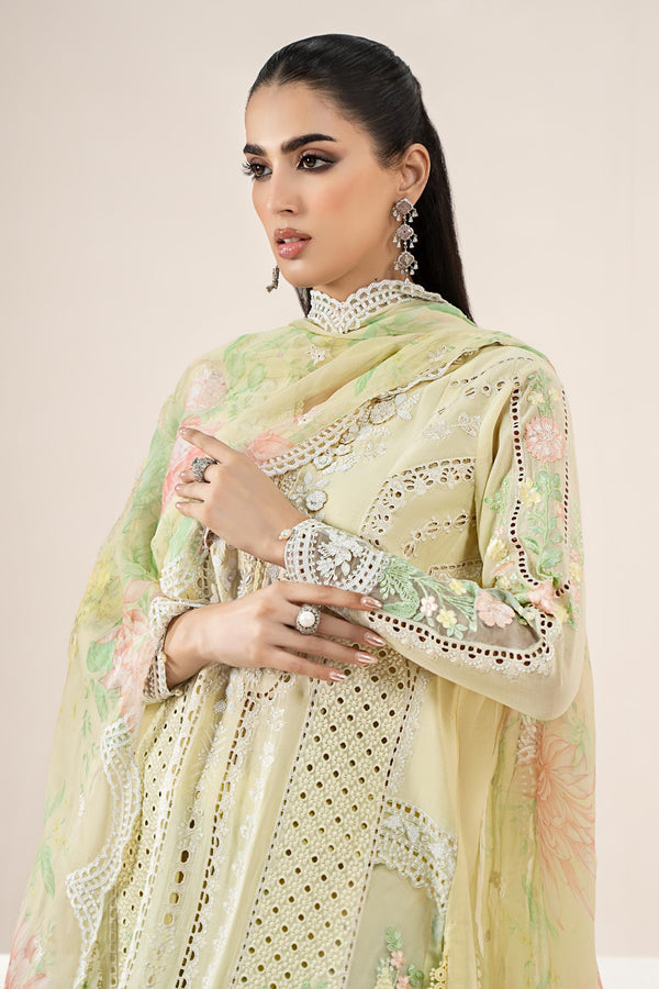 Maria B 3Piece Embroidered Dhank Suit | ELS-25-04