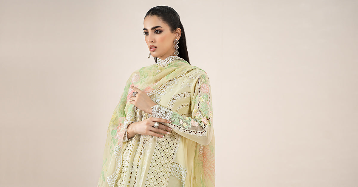 Maria B 3Piece Embroidered Dhank Suit | ELS-25-04