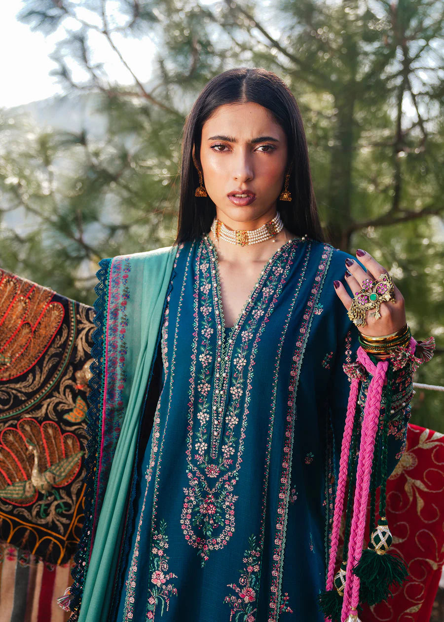Hussain Rehar Winter Embroidered 3pc Dhanak Suite