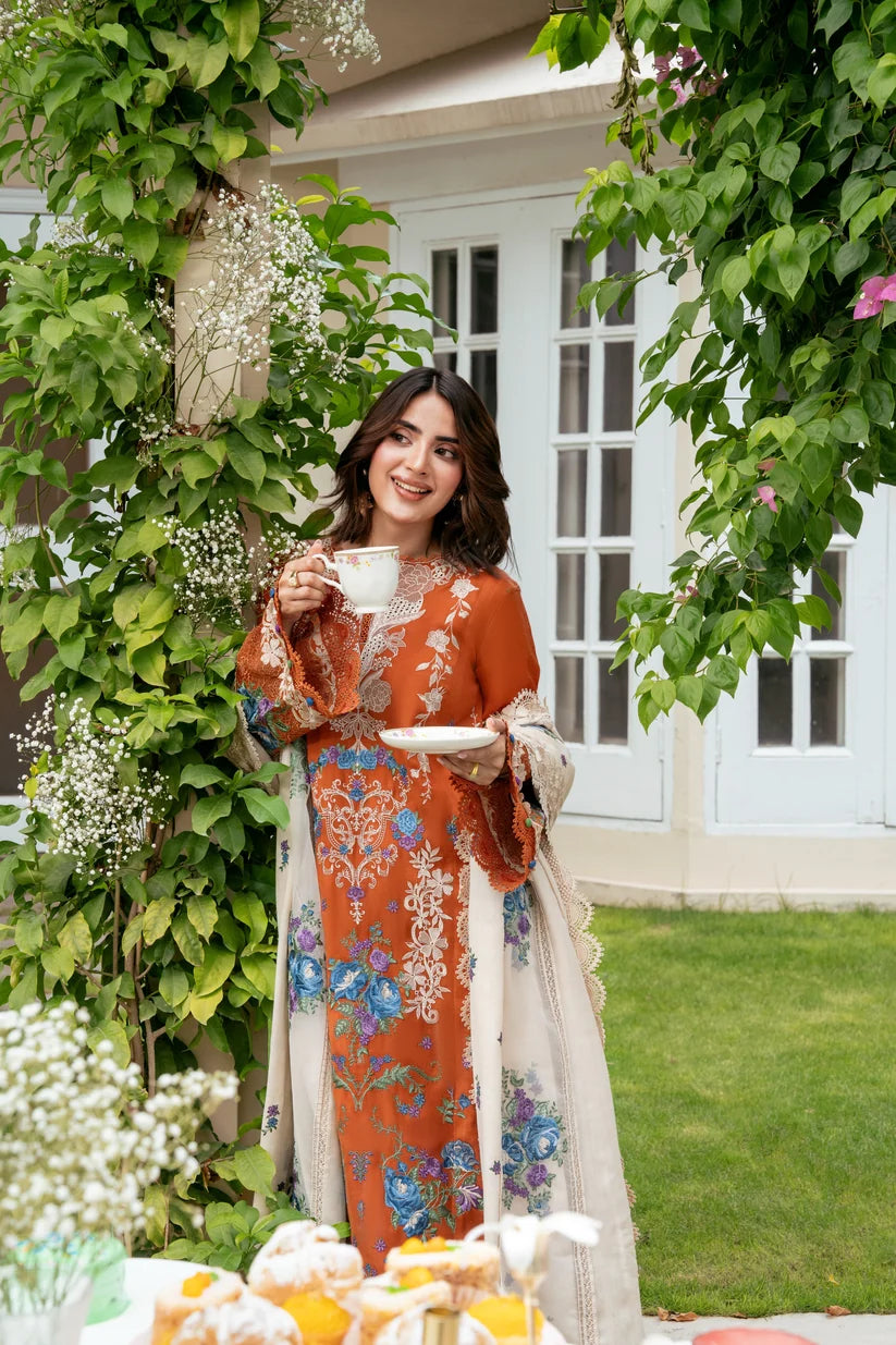 Aneelas Emb Winter Premium Dhank Shawl With Dhank Shirt Trouser 3pc AN-01