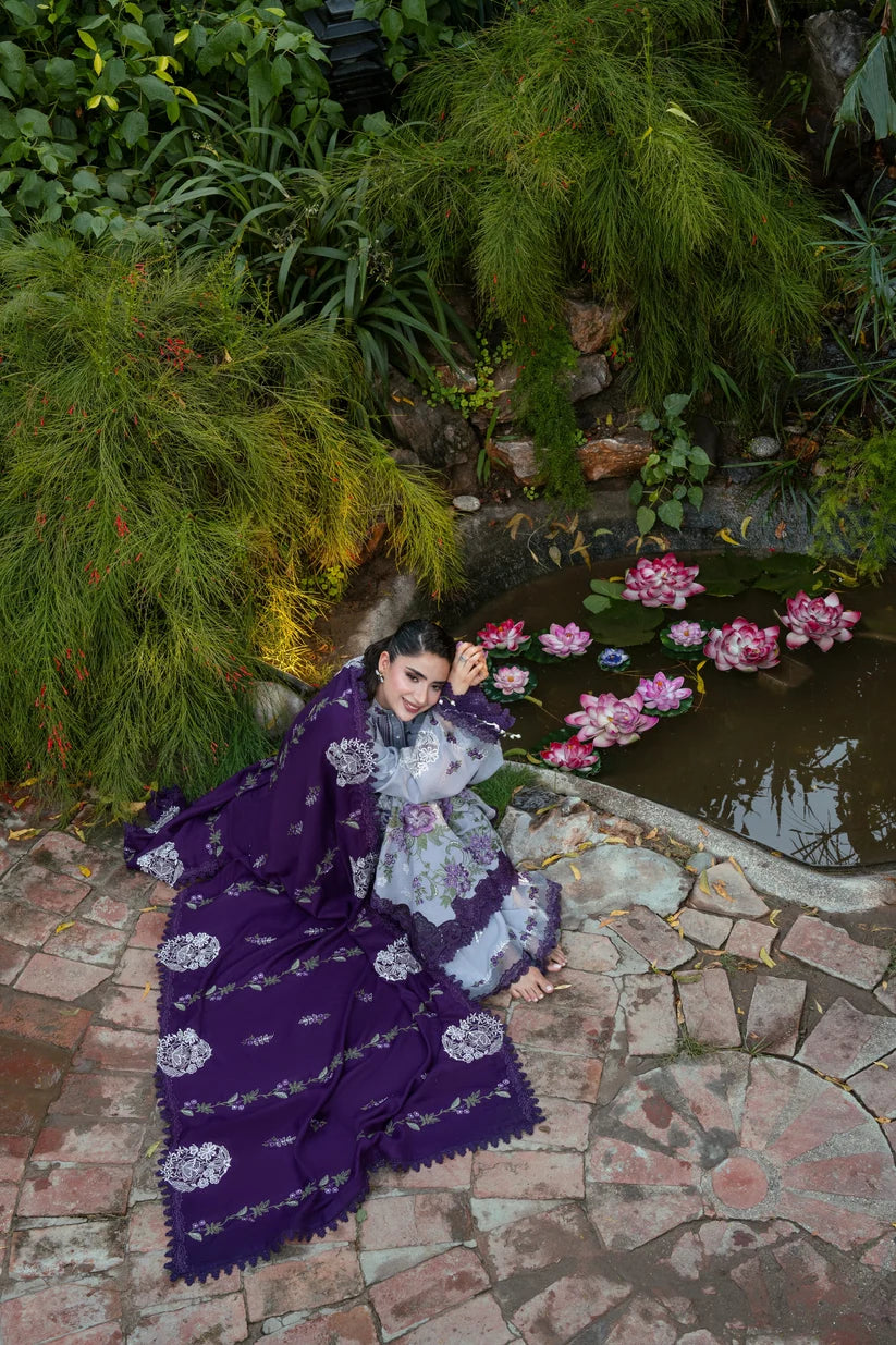 Aneelas Emb Winter Premium Dhank Shawl With Dhank Shirt Trouser 3pc AN-02