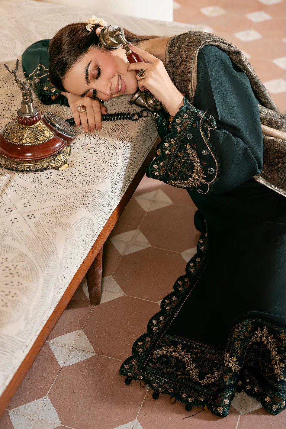 IZEL - Winter 3PC Unstitched Dhanak Embroidered With Printed Shawl