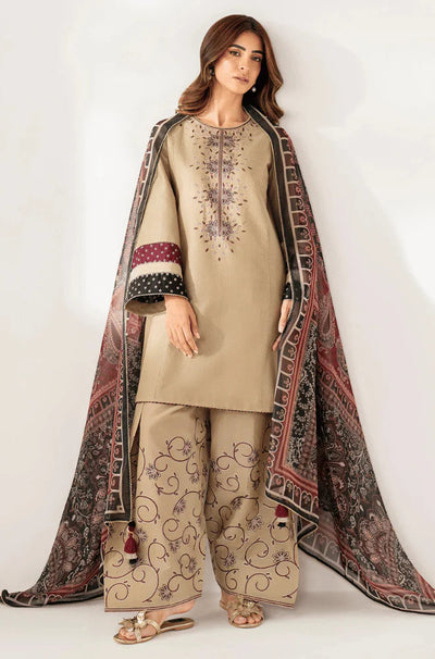 Jazmin - Winter 3PC Unstitched  Dhanak Embroidered Suit With Printed Shawl