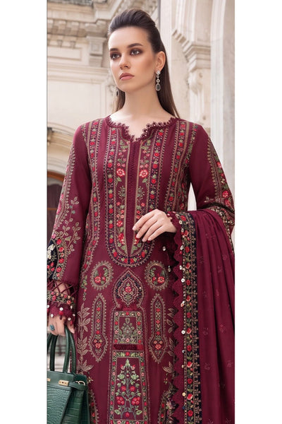 3 Piece - Unstitched Dhanak Stuff Full Embroidered Suit With Full Embroidered Shawl With Extra Patches