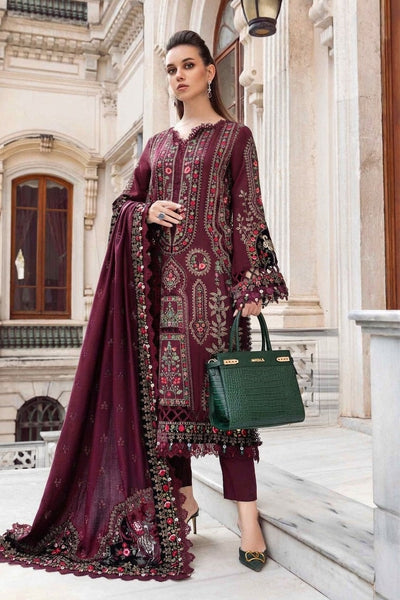 3 Piece - Unstitched Dhanak Stuff Full Embroidered Suit With Full Embroidered Shawl With Extra Patches