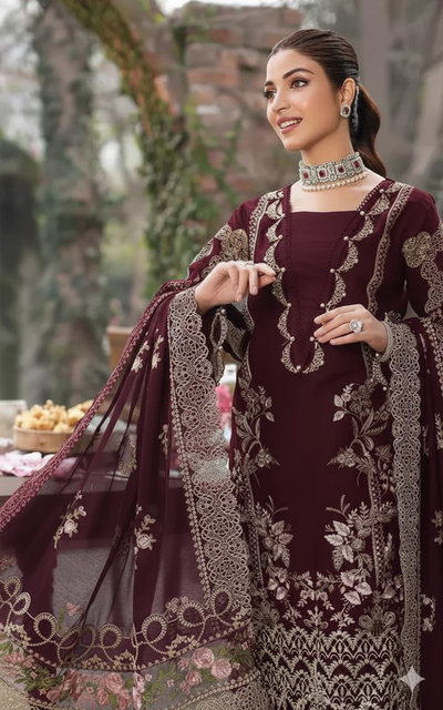 KAHF 3PC Dhank UNSTITCHED EMBROIDERED SUIT B103