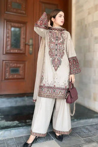 MARIA B 3PC-Unstiched Dhanak Embroidered Shirt