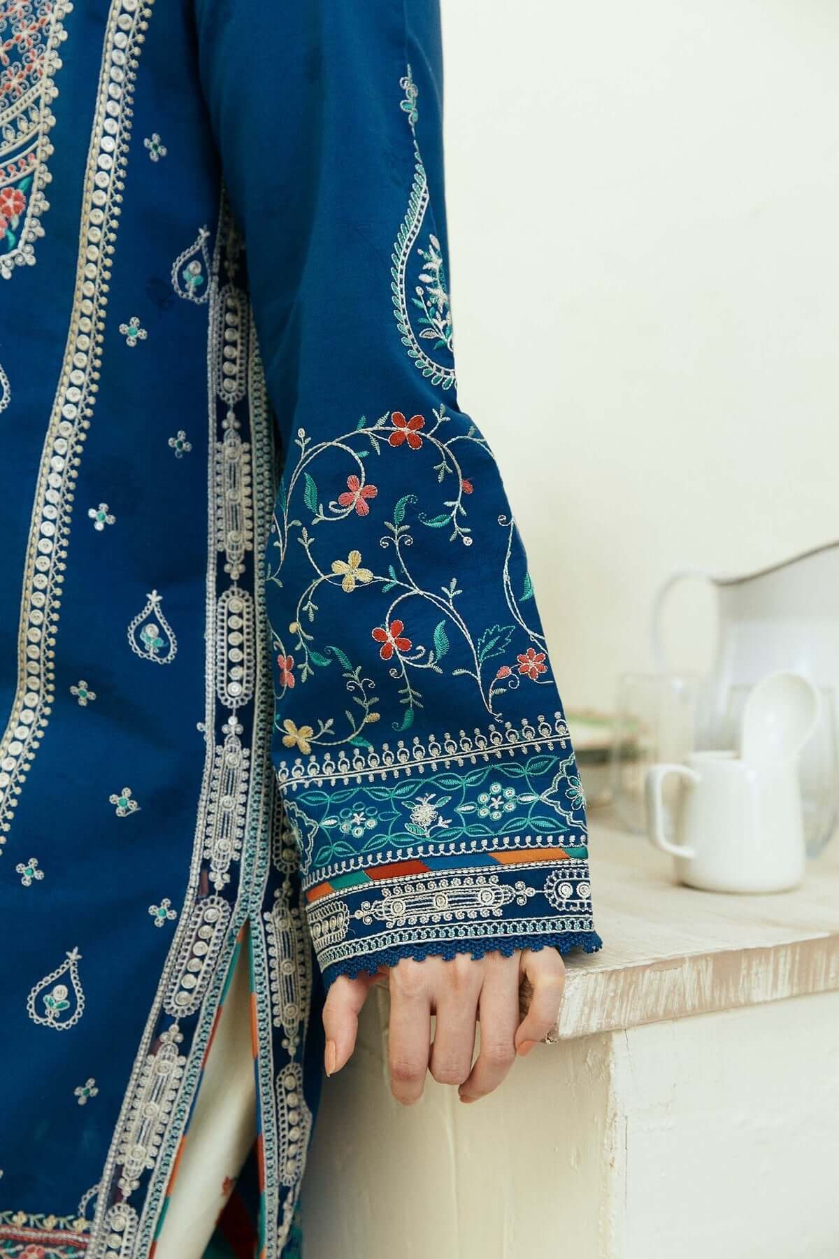 3 Piece Unstitched Heavy Embroidered Pure Lawn Suit with Fine Printed Lawn Dupatta