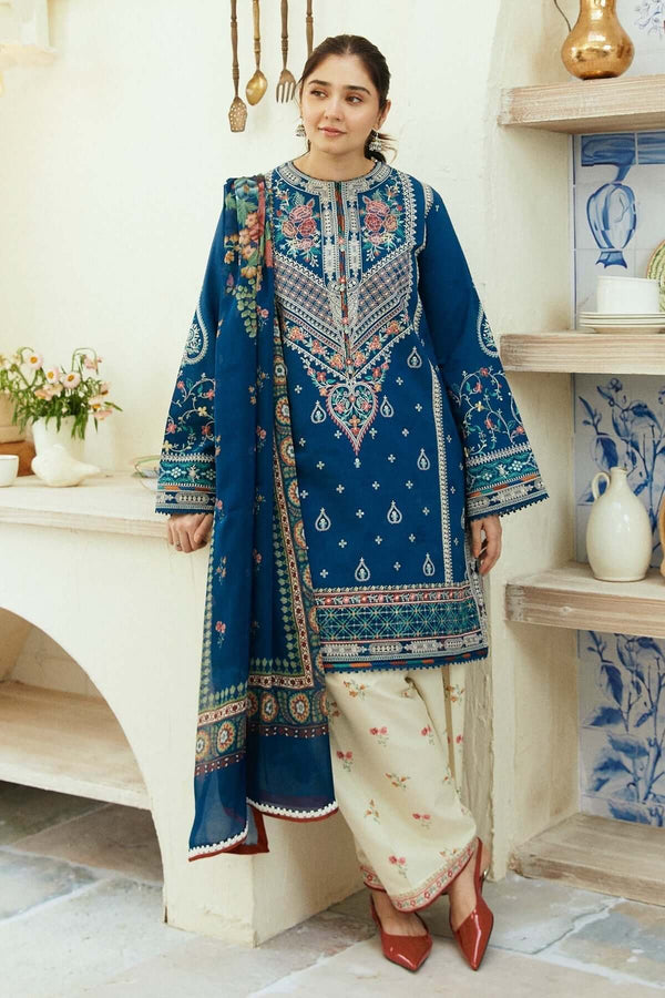 3 Piece Unstitched Heavy Embroidered Pure Lawn Suit with Fine Printed Lawn Dupatta