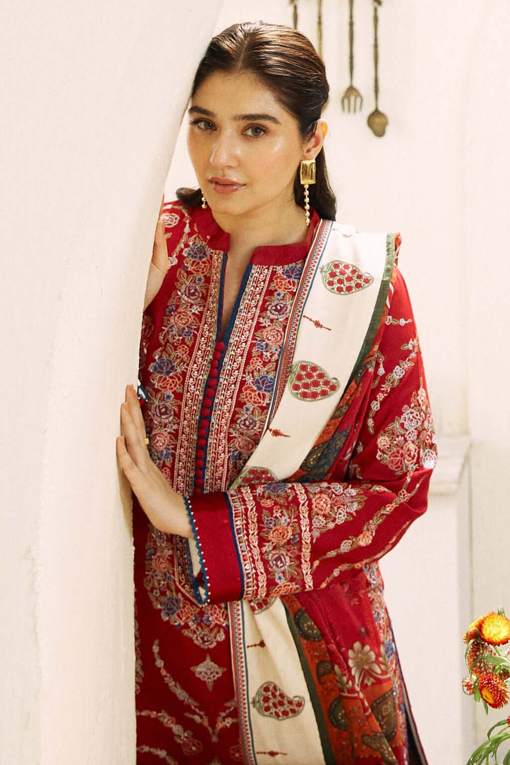 3 Piece Unstitched Heavy Embroidered Pure Lawn Suit with Fine Printed  Lawn Dupatta